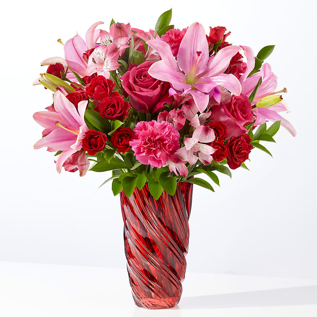 In Love Bouquet with Luxe Swirl Vase – Angelic Floral Studio, Rosemead CA