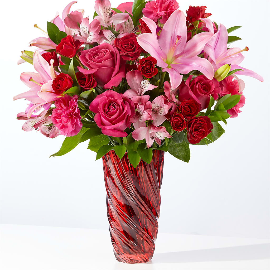 In Love Bouquet with Luxe Swirl Vase – Angelic Floral Studio, Rosemead CA