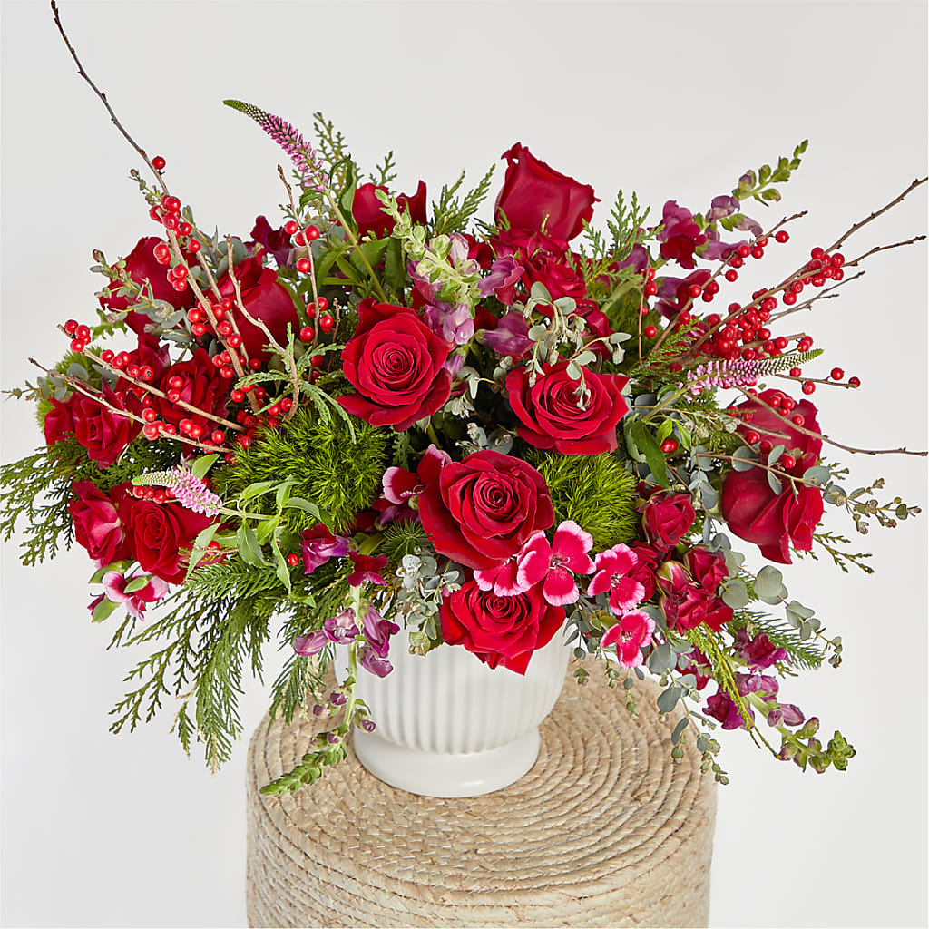 Big Red Bow Bouquet –  Angelic Floral Studio, Rosemead CA