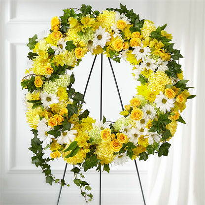 Golden Remembrance Wreath –  Angelic Floral Studio, Rosemead CA