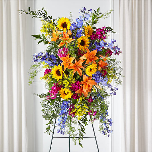 Sunlit Memories Standing Spray (Standard) –  Angelic Floral Studio, Rosemead CA