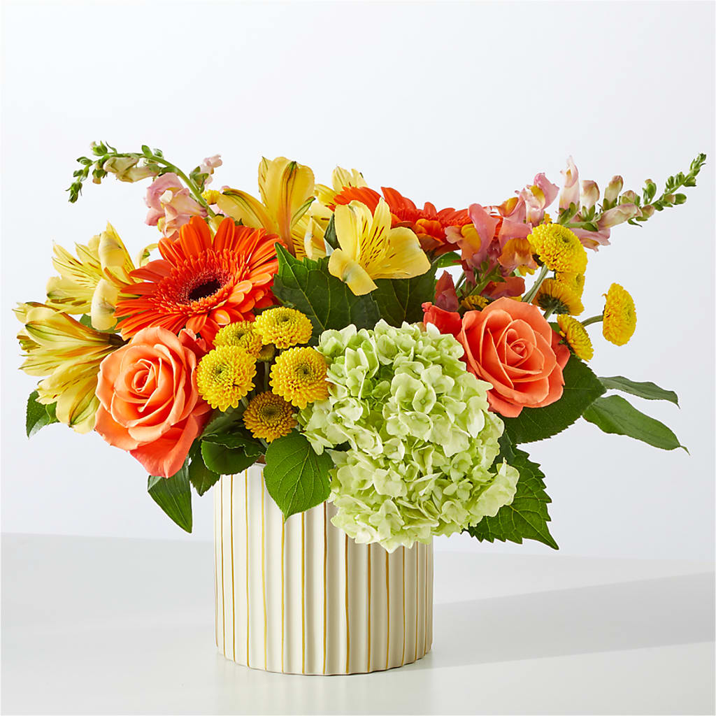 Autumn Sunshine Bouquet with Ivory Vase –  Angelic Floral Studio, Rosemead CA