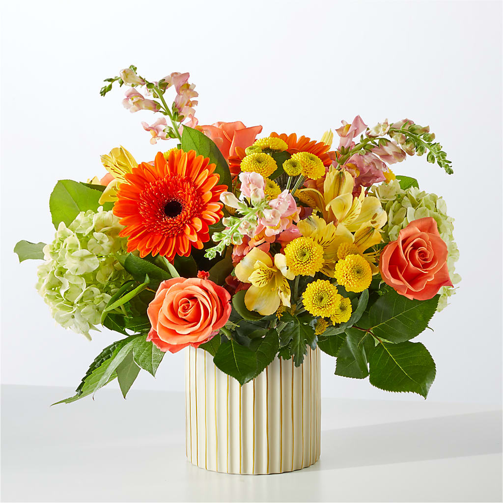 Autumn Sunshine Bouquet with Ivory Vase –  Angelic Floral Studio, Rosemead CA