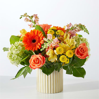 Autumn Sunshine Bouquet with Ivory Vase –  Angelic Floral Studio, Rosemead CA