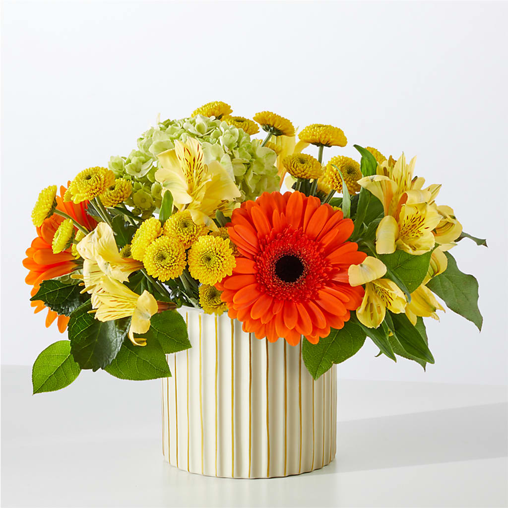 Autumn Sunshine Bouquet with Ivory Vase –  Angelic Floral Studio, Rosemead CA